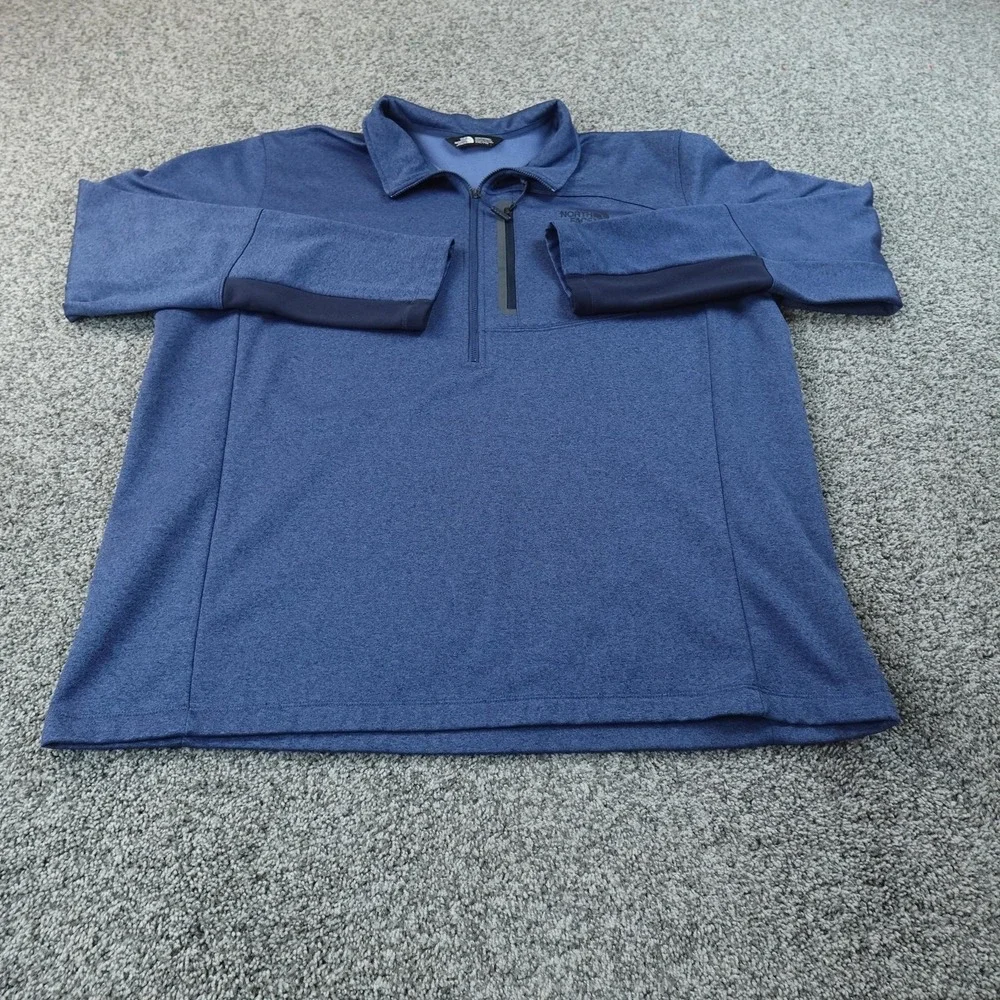 North Face Pullover Mens 2XL Blue 1/4 Zip Performance Sweatshirt Outdoor‎ Hiking